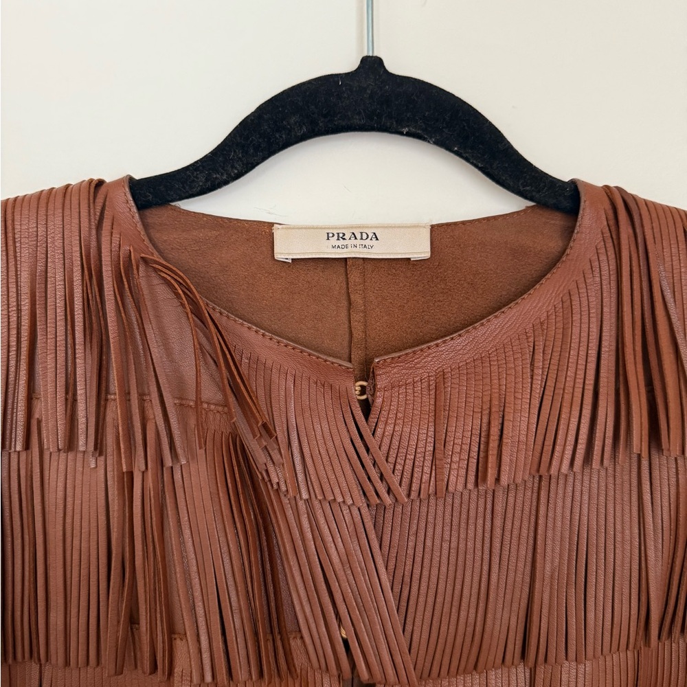 Prada 2000 Fall Leather Fringe Jacket - Picture 3 of 9